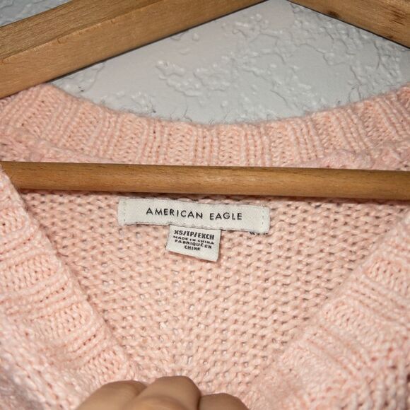 American Eagle Pink Colorblock Knit Sweater Size XS - Picture 4 of 6